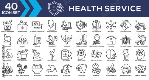 Health Service Line Icon Set Collection