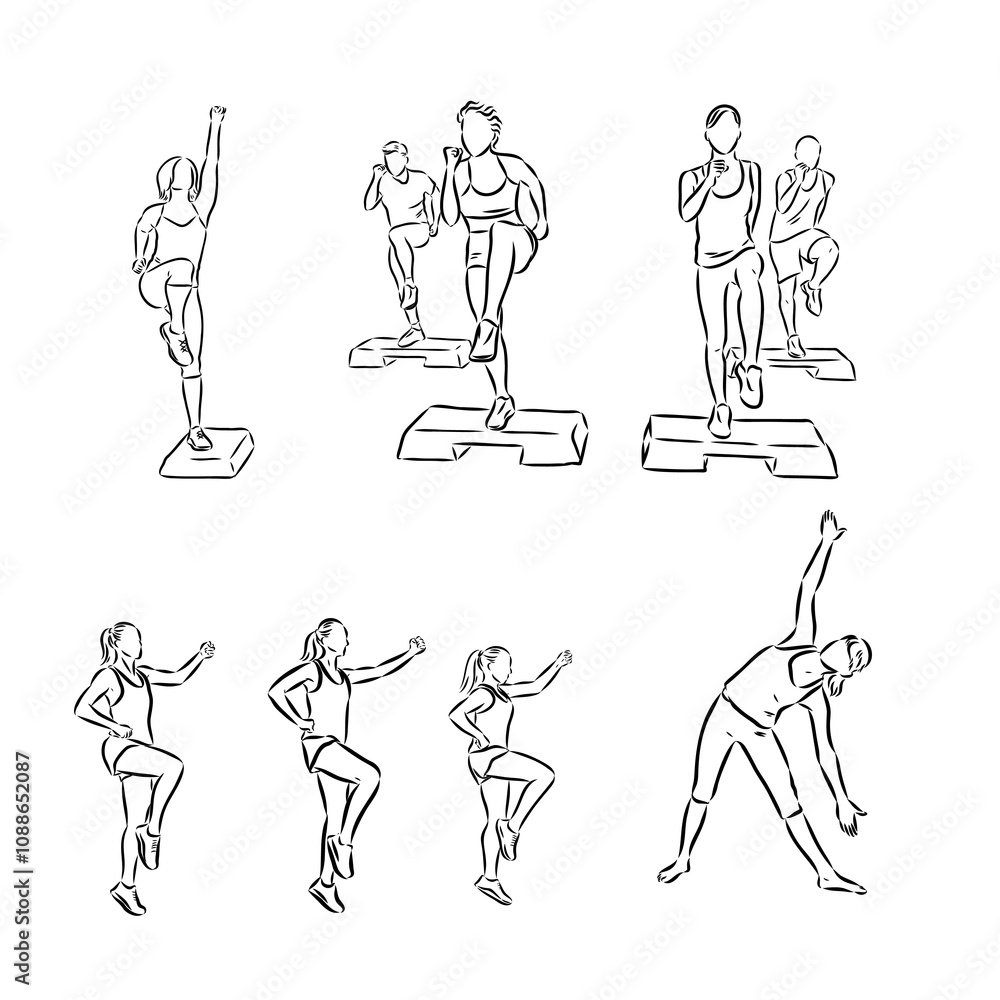 Fototapeta premium Hand drawn sketch of an exercising woman. Vector illustration.