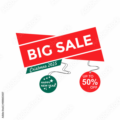 Vector illustration of Merry Christmas and New Year banner on transparent background