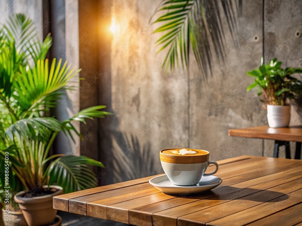 Shakerato Coffee Delight in a Modern Cafe Featuring Trendy Greenery, Concrete Walls, and Natural Shadow Play for an Organic Chic Vibe Shakerato Coffee Delight in a Modern Cafe Featuring Trendy Greenery, Concrete Walls, and Natural Shadow Play for an Organic Chic Vibe