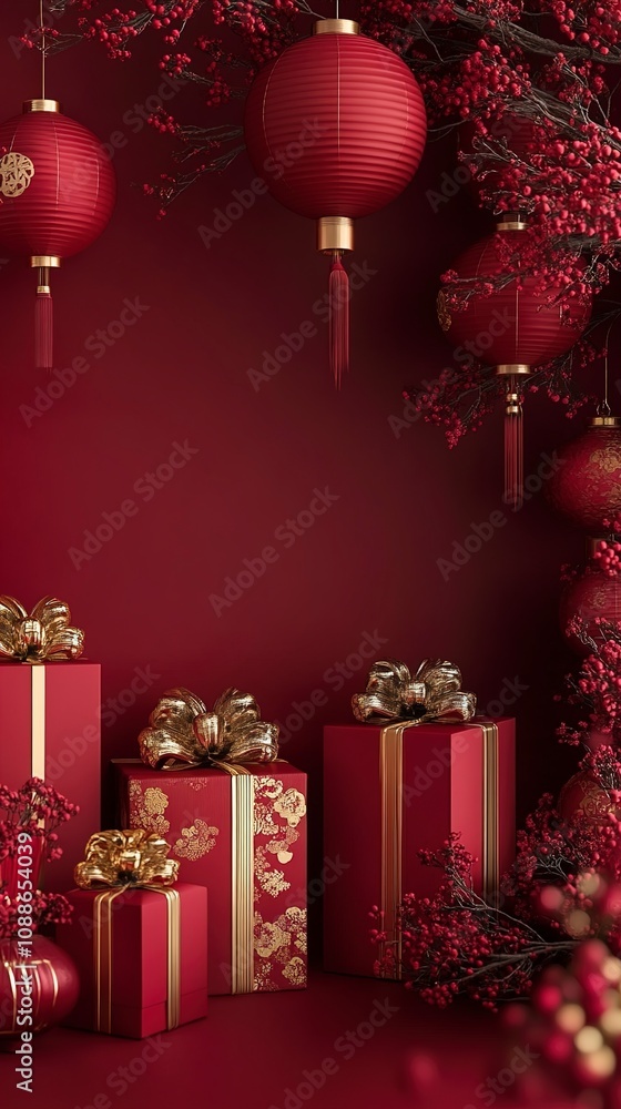 Luxurious Red and Gold Chinese New Year Gift Presentation Luxurious Red and Gold Chinese New Year Gift Presentation