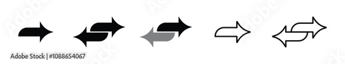 Double arrow icons in four direction vector design concepts.  Double arrow icons