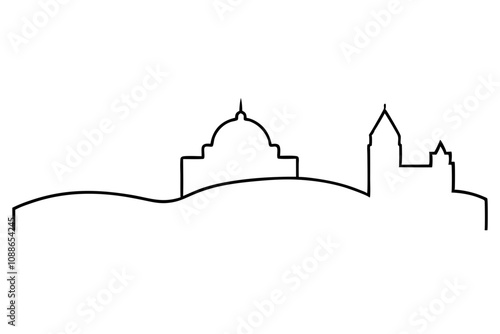 Jerusalem Skyline | isolated silhouette vector illustration on white background 