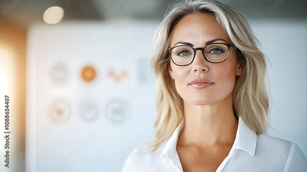 Empowering business woman modern office professional portrait bright environment confident stance Empowering business woman modern office professional portrait bright environment confident stance