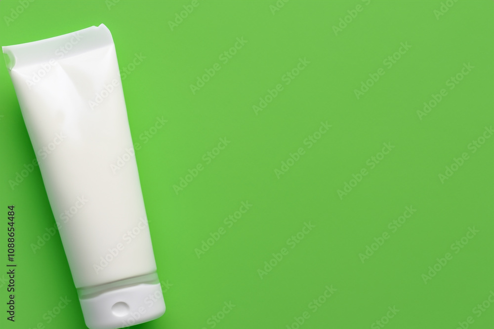 Bottle of green and white on white . object container concept. a bottle of cream and white lies on a green . a small bottle of cream lies on lifestyle a green. Bottle of green and white on white . object container concept. a bottle of cream and white lies on a green . a small bottle of cream lies on lifestyle a green.