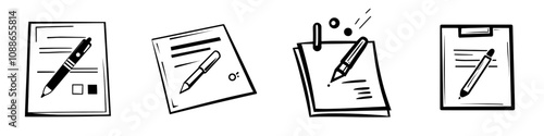 The pen signing a contract line art icon is suitable for business apps and websites