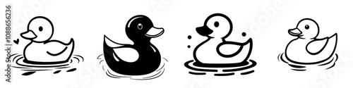 Cute cartoon yellow rubber duck icon.