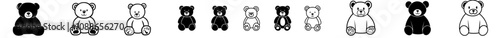 Medical care icons set. Teddy bear holding stethoscope icon symbol. Children's hospital or clinic. Modern illustration of medical care.