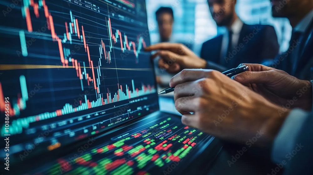 Businessman Using Computer for Financial Strategy Businessman Using Computer for Financial Strategy