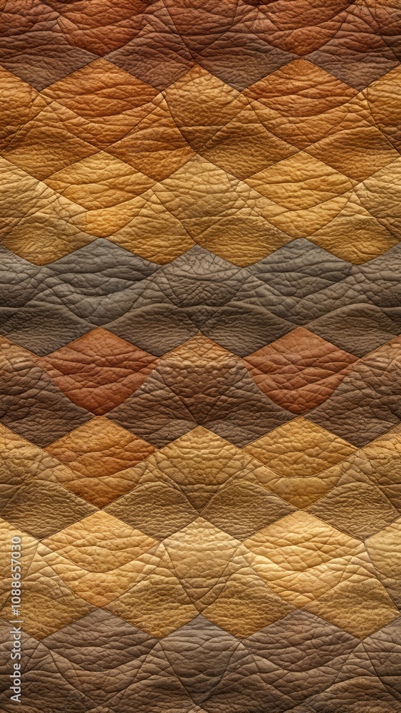 Naklejka premium Diamond-shaped leather pattern in earthy tones