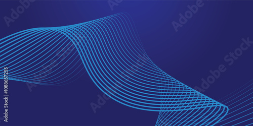 Abstract glowing wave lines on dark blue background. Dynamic wave pattern. Modern flowing wavy lines. Futuristic technology concept. eps 10