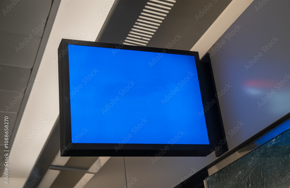 Fototapeta premium Blue notice board empty with copy space, mockup for your poster
