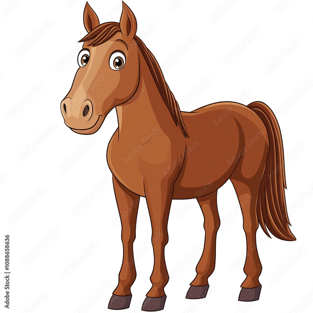 Naklejka premium Brown Cartoon Horse Illustration