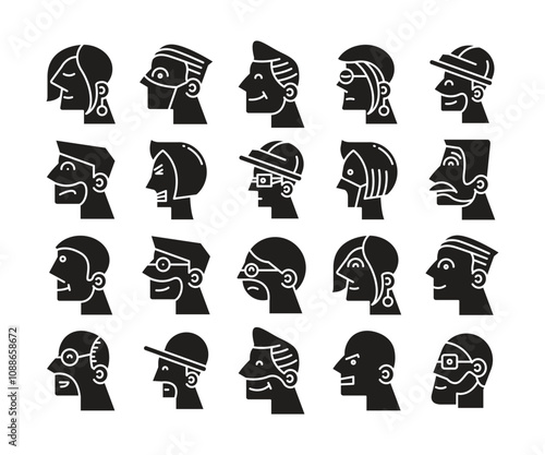 human head icons set vector illustration