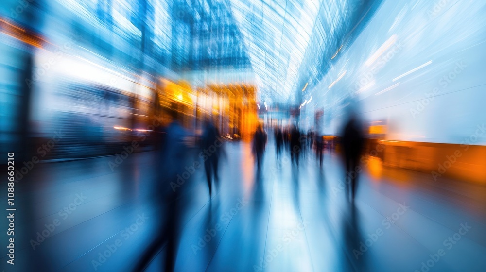 Abstract Blurry Image of People Walking Through a Modern Building Abstract Blurry Image of People Walking Through a Modern Building