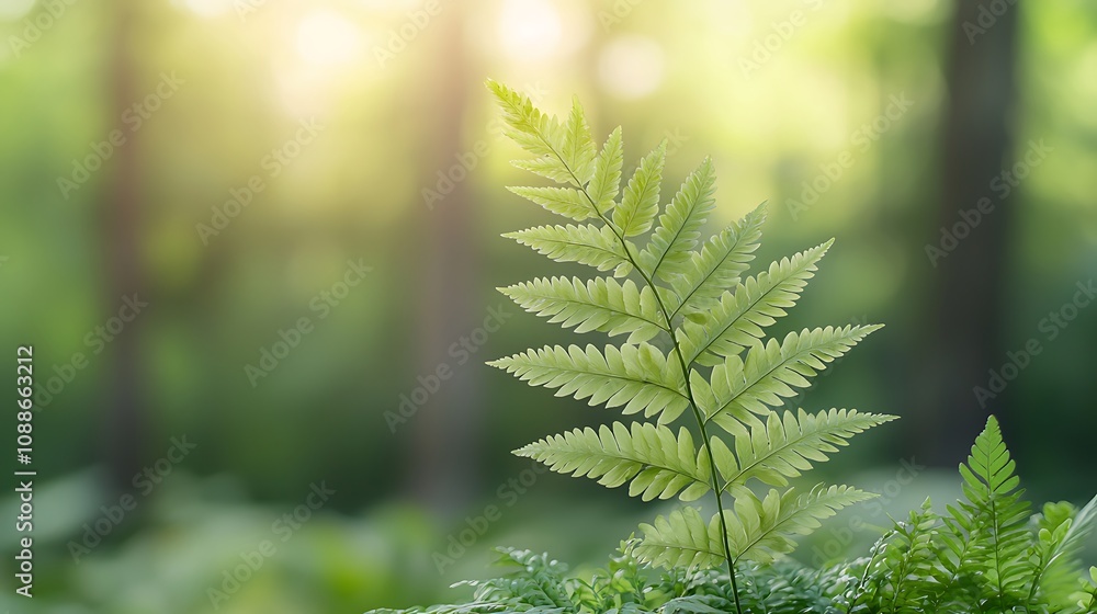 Captivating ferns in a sunlit forest nature photography peaceful environment close-up view Captivating ferns in a sunlit forest nature photography peaceful environment close-up view