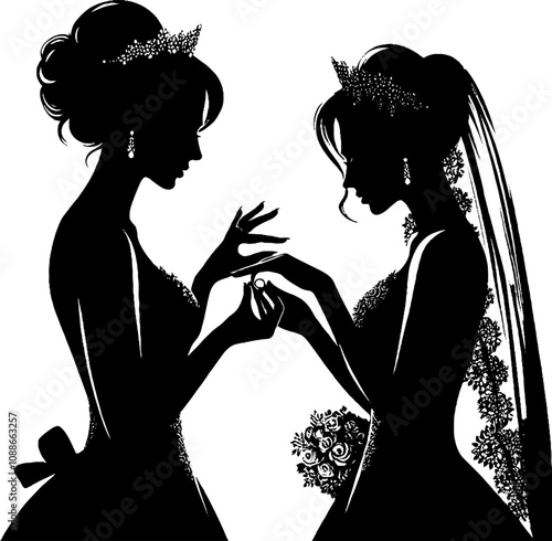 black silhouette of  lgbt wedding ceremony