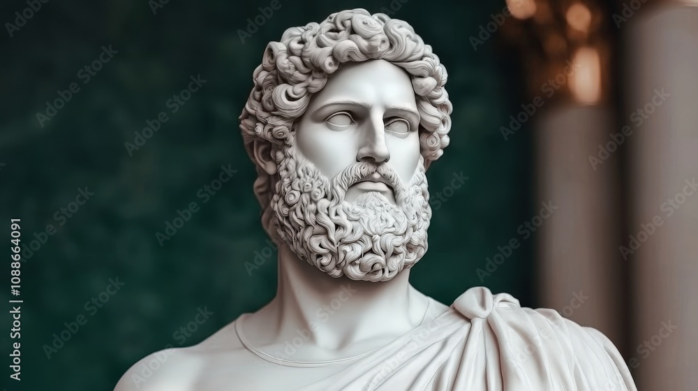 Majestic Ancient Greek God Bust Sculpture High Resolution 3D Render Majestic Ancient Greek God Bust Sculpture High Resolution 3D Render