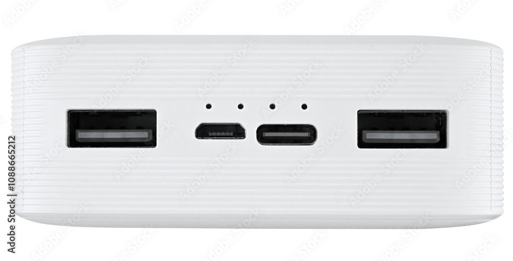 Connectors for connecting to an power bank isolated on a transparent background. Portable battery. Completely in focus. Connectors for connecting to an power bank isolated on a transparent background. Portable battery. Completely in focus.