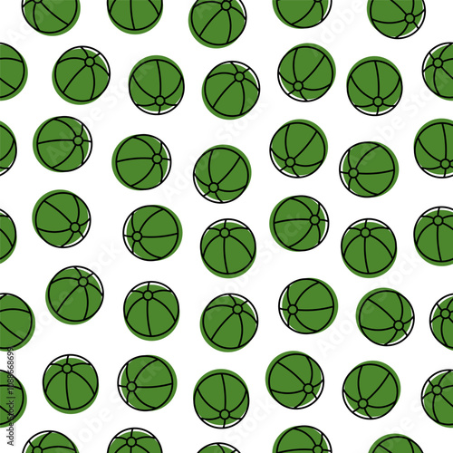 Seamless pattern with green beach balls