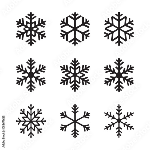 Snowflakes icon set silhouette vector illustration