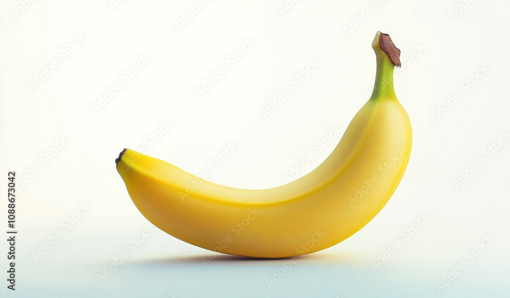 vibrant yellow banana with smooth texture, resting on light background, showcasing its natural curves and freshness vibrant yellow banana with smooth texture, resting on light background, showcasing its natural curves and freshness