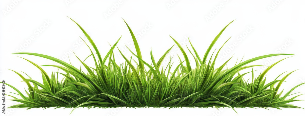 Fototapeta premium Lush green grass with vibrant blades creating natural landscape. Perfect for backgrounds or nature themed designs