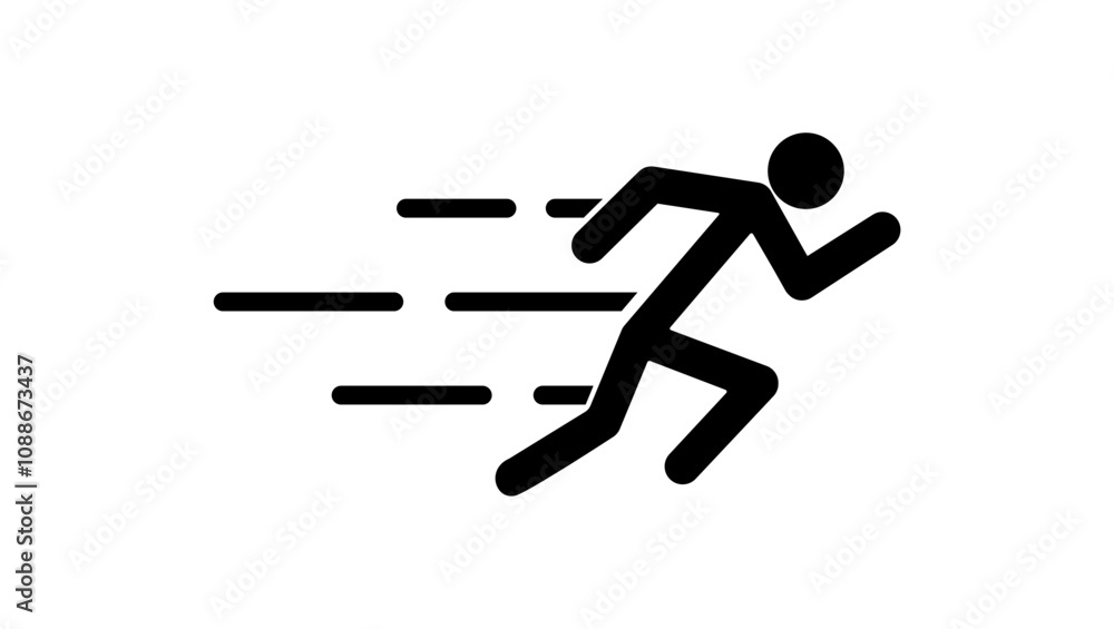 running man symbol, black isolated silhouette running man symbol, black isolated silhouette
