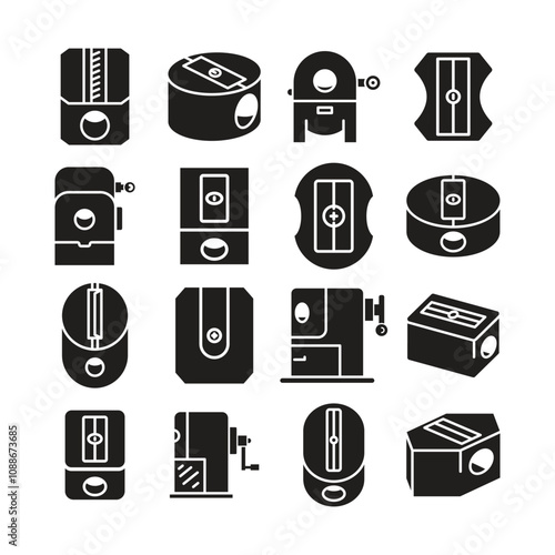 pencil sharpener icons set vector illustration