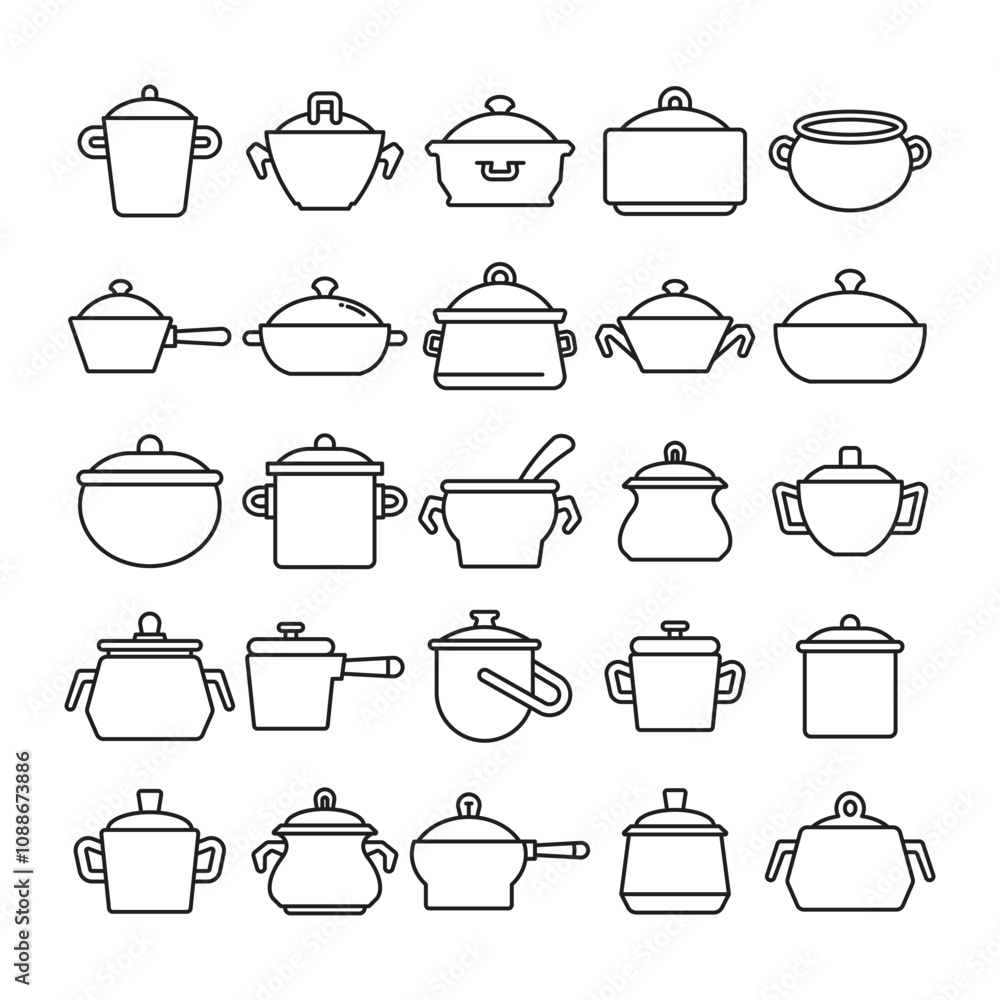 cooking pot icons set vector illustration cooking pot icons set vector illustration