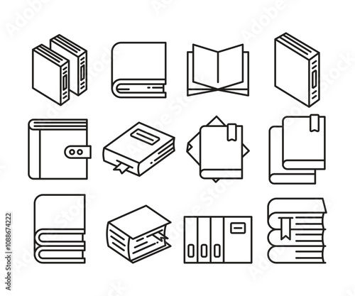 book icons set vector illustration