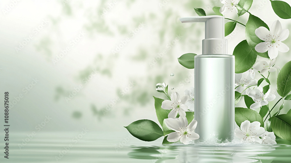 Advertising of skin care products on green background Advertising of skin care products on green background