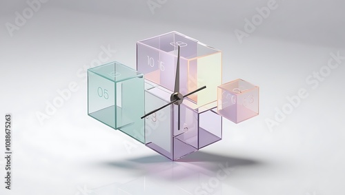 3d minimal time management concept. clock redering concept photo