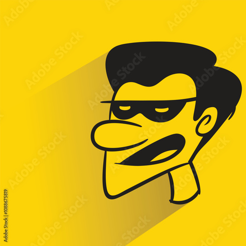 thief with shadow on yellow background