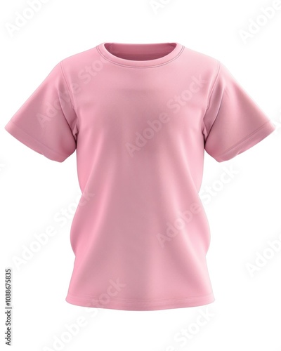 Pink T-shirt for Kids on White Background. Fashionable Blank Clothing Template