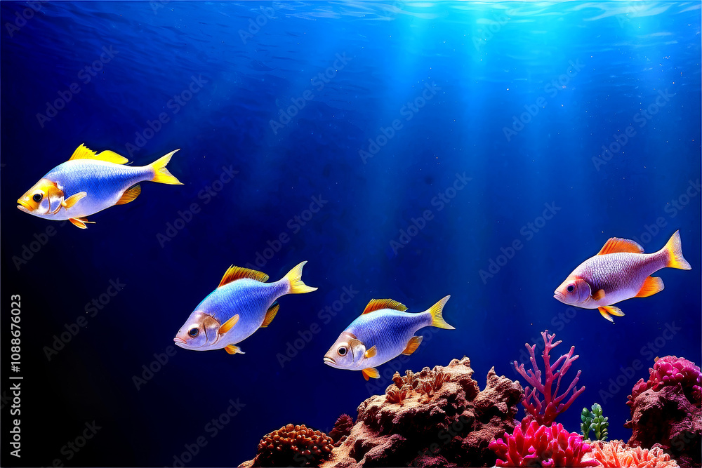 Fototapeta premium fish, watercolor illustration, hand drawing, Generative AI