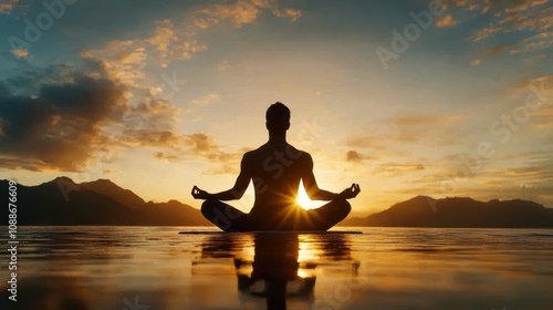 Serene Beach Sunset Yoga Silhouette