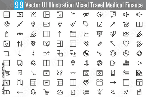 Vector UI Illustration Mixed Travel Medical Finance Concept