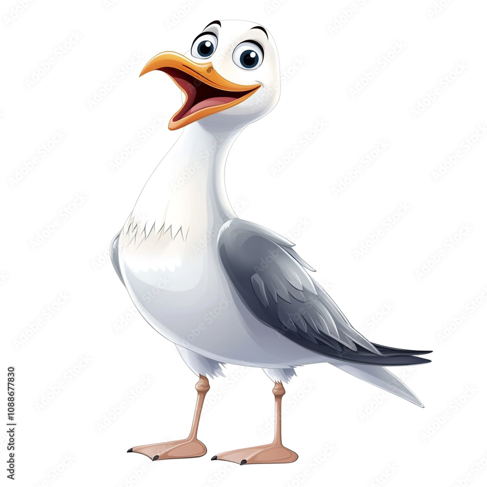 Smiling Seagull Cartoon Illustration Smiling Seagull Cartoon Illustration