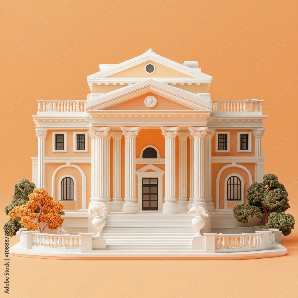 Fototapeta premium Ornate Neoclassical Building with Columns and Pediment