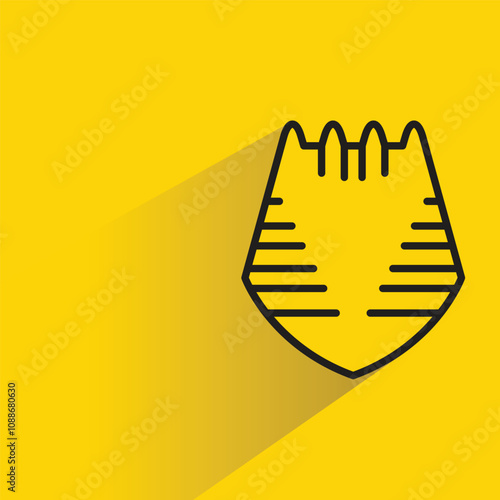 shield badge with shadow on yellow background