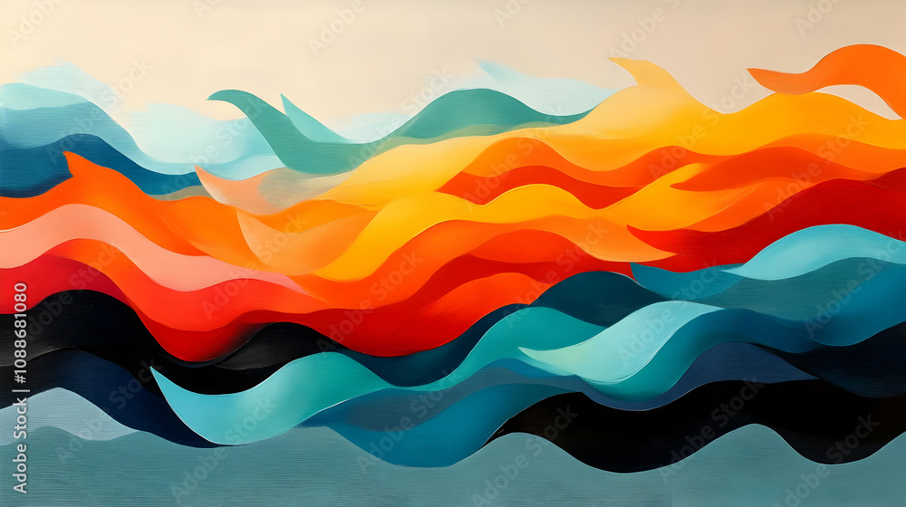 Abstract Waves: Vibrant Hues Flow Dynamically in Abstract Art Abstract Waves: Vibrant Hues Flow Dynamically in Abstract Art