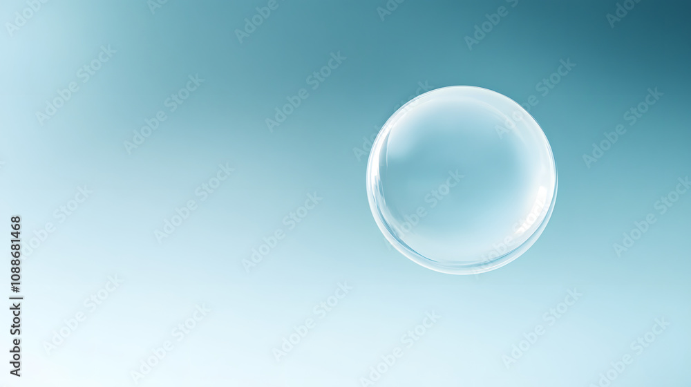 Single Transparent Sphere Against a Blue Gradient Background. Single Transparent Sphere Against a Blue Gradient Background.