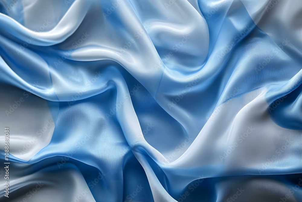 Obraz premium The Texture of Blue Wavy Fabric in Ripples