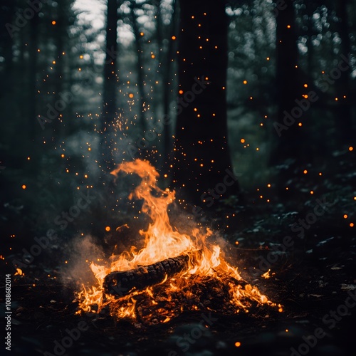 bonfire, campfire in the forest, build a fire, fire, burning, campfire