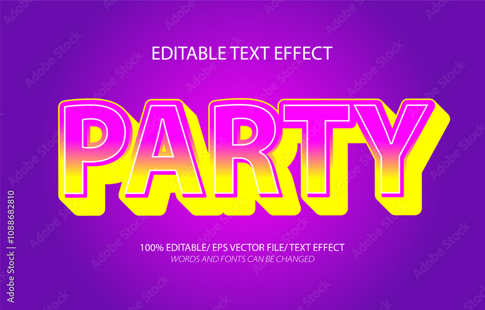 Party editable text effect, 3D editable text template. Party editable text effect, 3D editable text template.