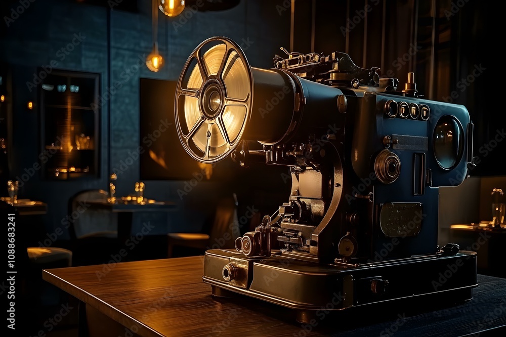 Fototapeta premium Dramatic Lighting on a Vintage Film Projector