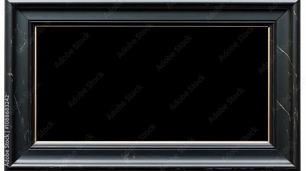 A Black Frame with a Gold Trim Surrounding a Blank Space, Ready to Showcase Something Special A Black Frame with a Gold Trim Surrounding a Blank Space, Ready to Showcase Something Special