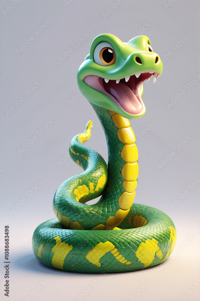 Fototapeta premium Snake isolated on background- symbol of New Year, 3D render, celebration item high quality