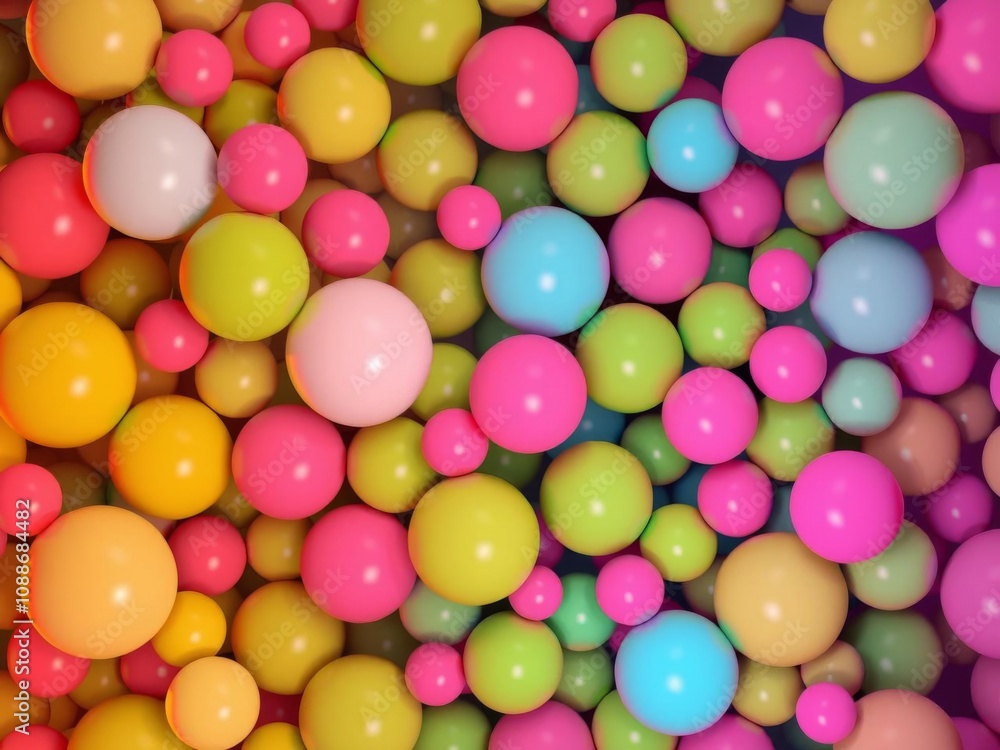 Pink 3D spheres in colorful abstract wallpaper, digital, wallpaper, abstract Pink 3D spheres in colorful abstract wallpaper, digital, wallpaper, abstract